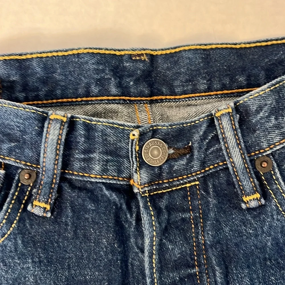 LEVI’S 501 DARKWASH STRAIGHT LEG BUTTON FLY COTTON JEANS SIZE 30x29